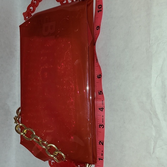 Burberry Red Gold Purse Bag Cosmetic Crossbody - Picture 6 of 9